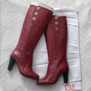 Knee High Boots High Heels Red Leather Boots